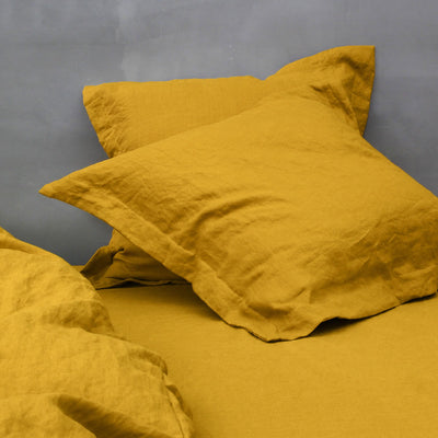 Flanged Linen Pillowcases #colour_mustard