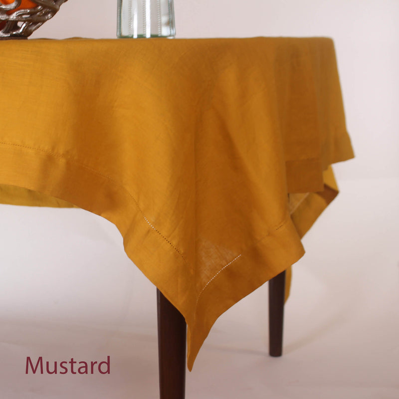 Hemstitched Linen Tablecloth  
