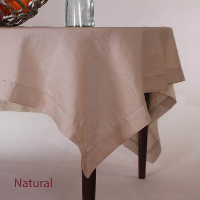 Hemstitched Linen Tablecloth #colour_natural