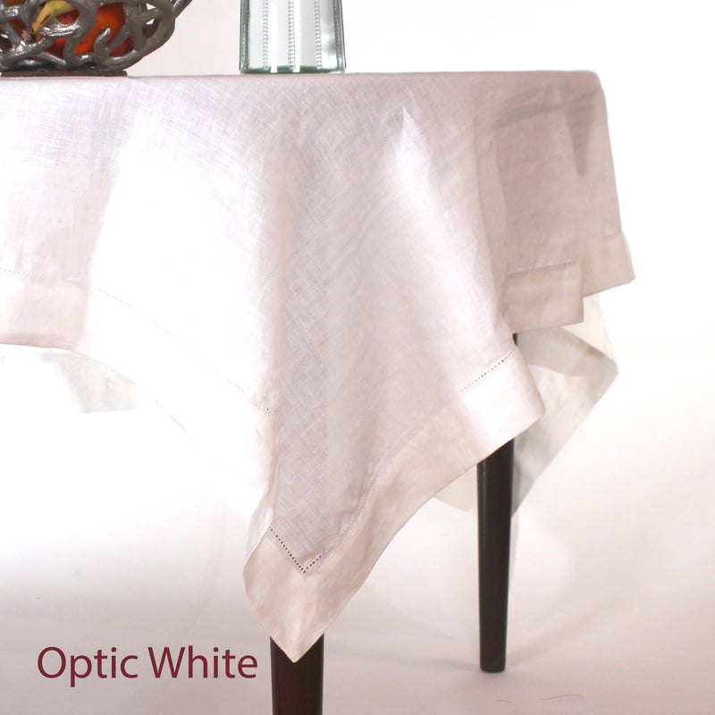 Hemstitched Round Linen Tablecloth 