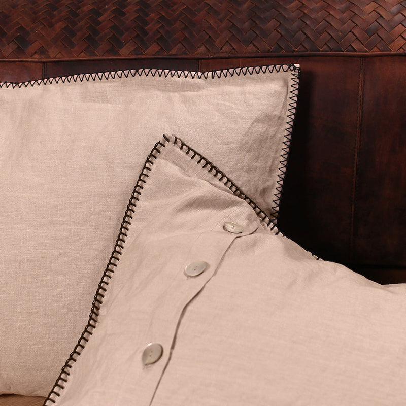 linen cushion cover “blanket stitch"