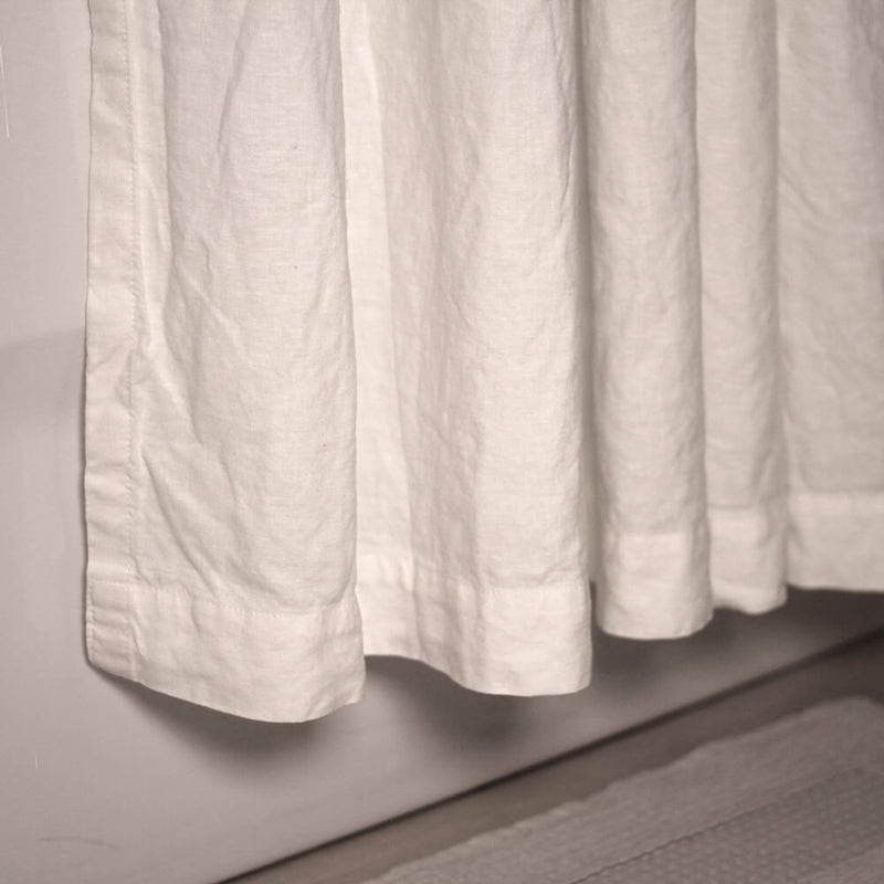 Optic White Linen Plain Shower Curtain 