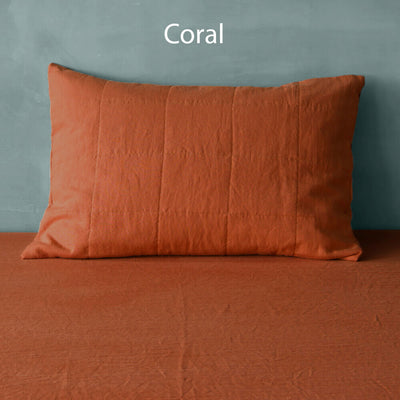 Quilted Linen Pillowcase #colour_coral