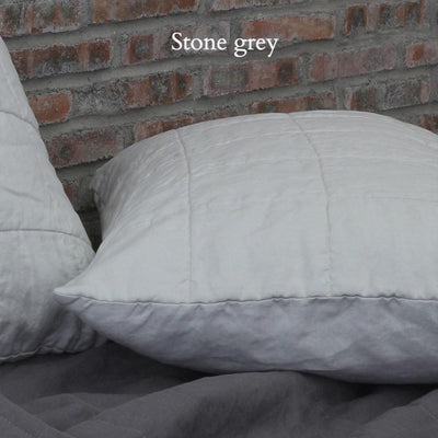 Quilted Linen Pillowcase Closeup #colour_stone-grey
