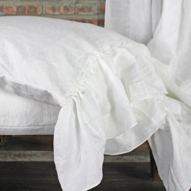 Side Ruffles Romantic Linen Pillowcases (set of 2) 