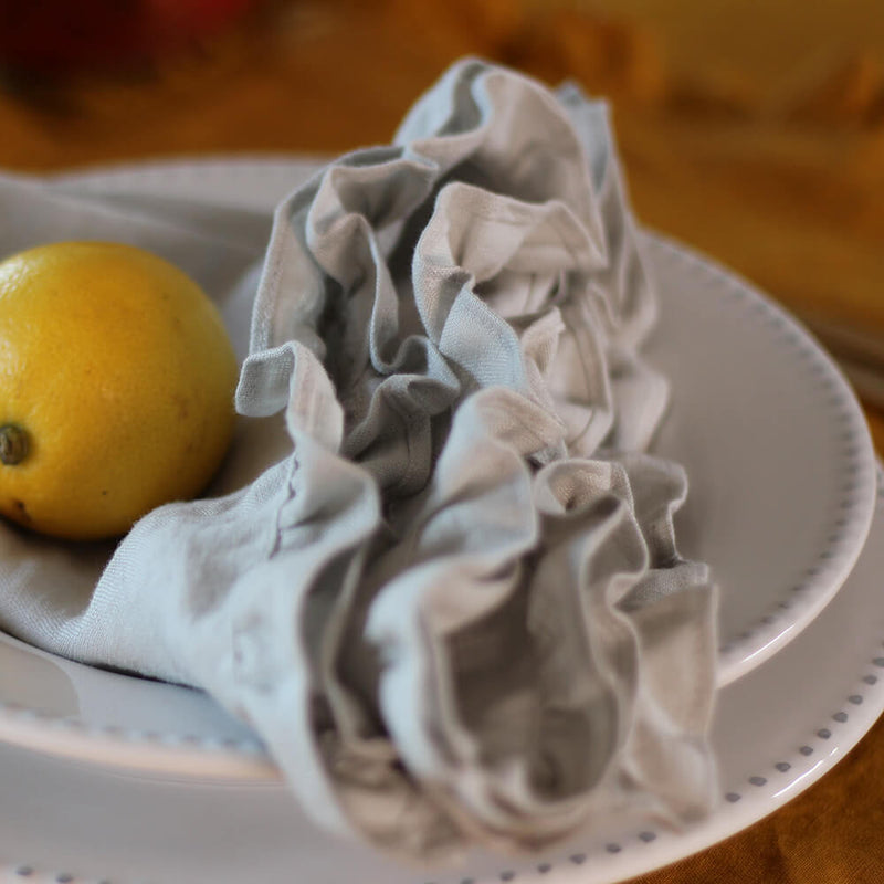 100% Pure Washed Linen Ruffles Table Napkins 