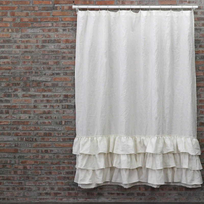 Ruffled Shower Linen Curtain 