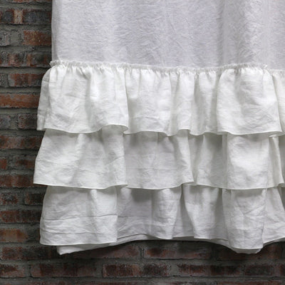 Closeup Ruffled Shower Linen Curtain #colour_optic-white