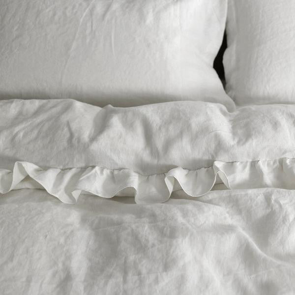 Ruffled Washed Linen Duvet Cover