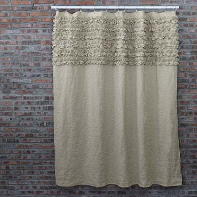  Ruffled Washed Linen Bath Curtains #colour_natural