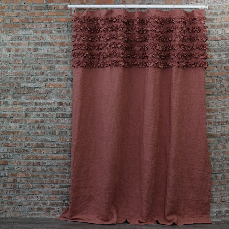 Shabby Chic Linen Shower Curtain 