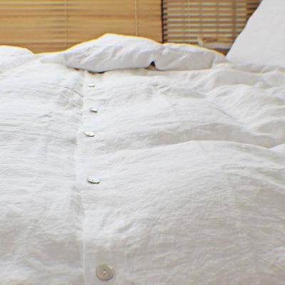 Shell Buttoned Washed Linen Duvet Cover