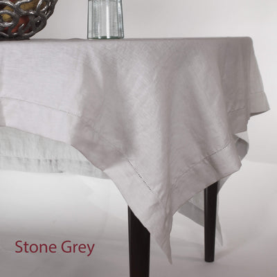 Hemstitched Linen Tablecloth  #colour_stone-grey