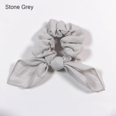 Bow Tie Linen Scrunchies #colour_stone-grey