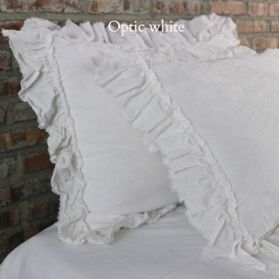 Torn Edges Ruffled Linen Pillow Cases #colour_optic-white