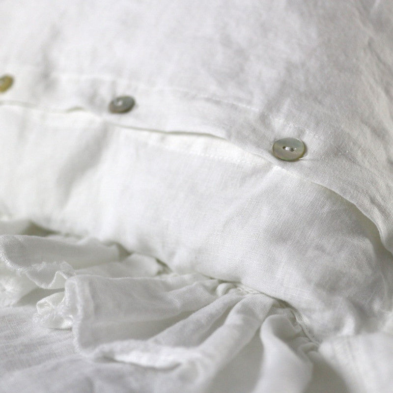 Button Closure  on Pillowcases set with Frayed Edges 