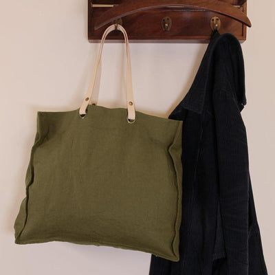 Vintage Washed Linen Daily Bag #colour_green-olive