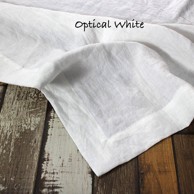 Mitered border Linen Table Runner #colour_optic-white