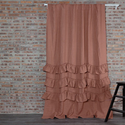 Waterfall Washed Linen Window Curtains #colour_brick